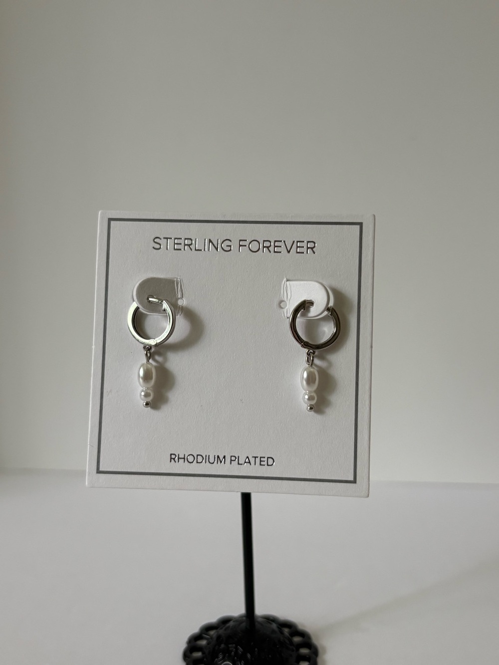 NWT Faux Pearl Drop Dangle Hoop Earrings